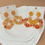 Earrings "Oil Painting Floralscape" Earrings — Intricate, Fully-Set Colorful Gemstone Jewelry with a Romantic, Vacation-Ready Vibe