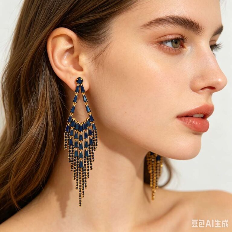 Earrings Light Luxury Long, Multi-Layered, Full-Pavé Tassel Earrings — S925 Silver Posts | Face-Slimming, High-End, and Elegant Evening Wear Accessories for Women