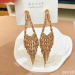 Earrings Light Luxury Long, Multi-Layered, Full-Pavé Tassel Earrings — S925 Silver Posts | Face-Slimming, High-End, and Elegant Evening Wear Accessories for Women