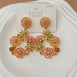 Earrings "Oil Painting Floralscape" Earrings — Intricate, Fully-Set Colorful Gemstone Jewelry with a Romantic, Vacation-Ready Vibe