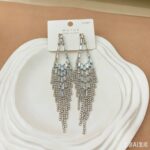 Earrings Light Luxury Long, Multi-Layered, Full-Pavé Tassel Earrings — S925 Silver Posts | Face-Slimming, High-End, and Elegant Evening Wear Accessories for Women